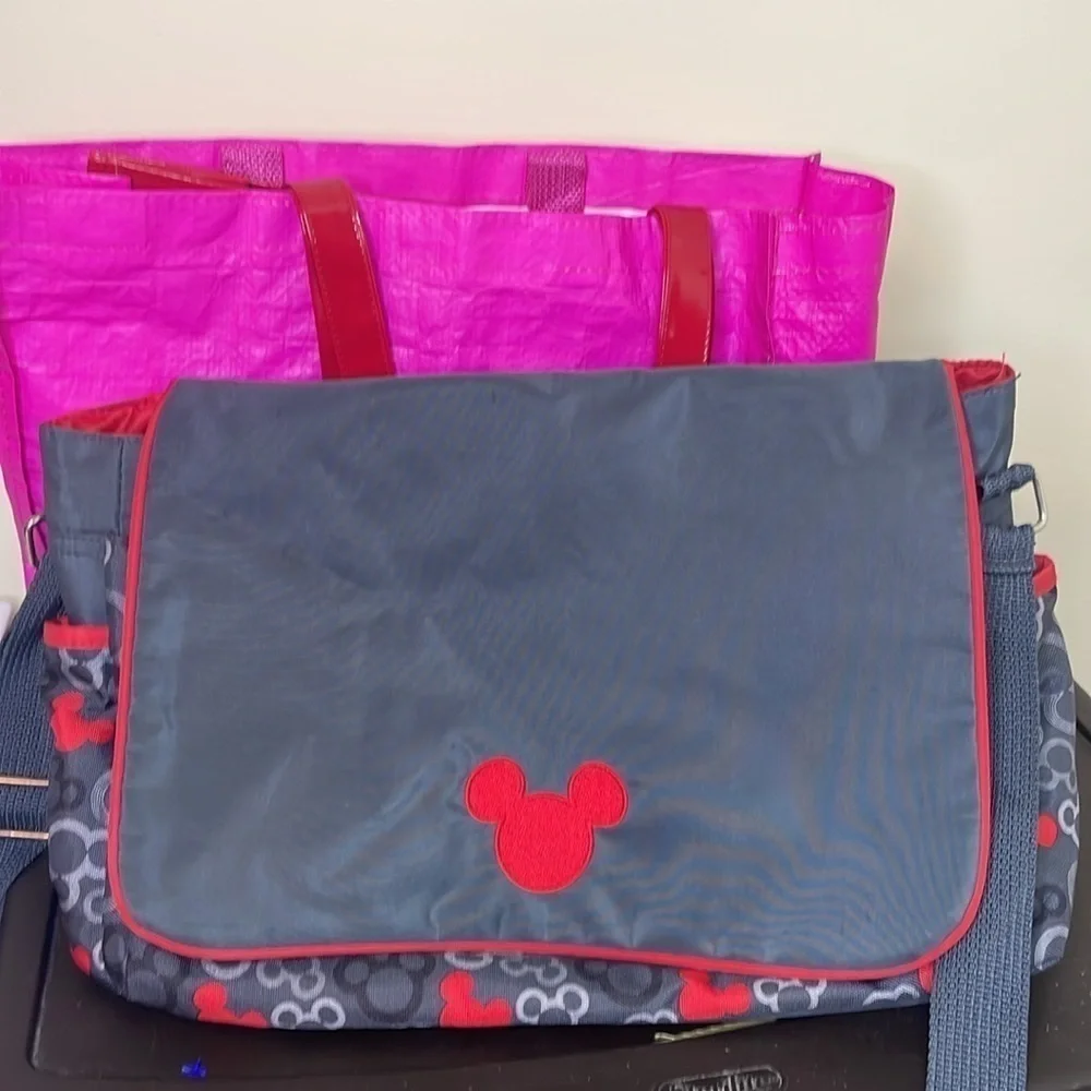 Disney Baby Diaper Bag Carry All Mickey Mouse Appliqué tons of pockets